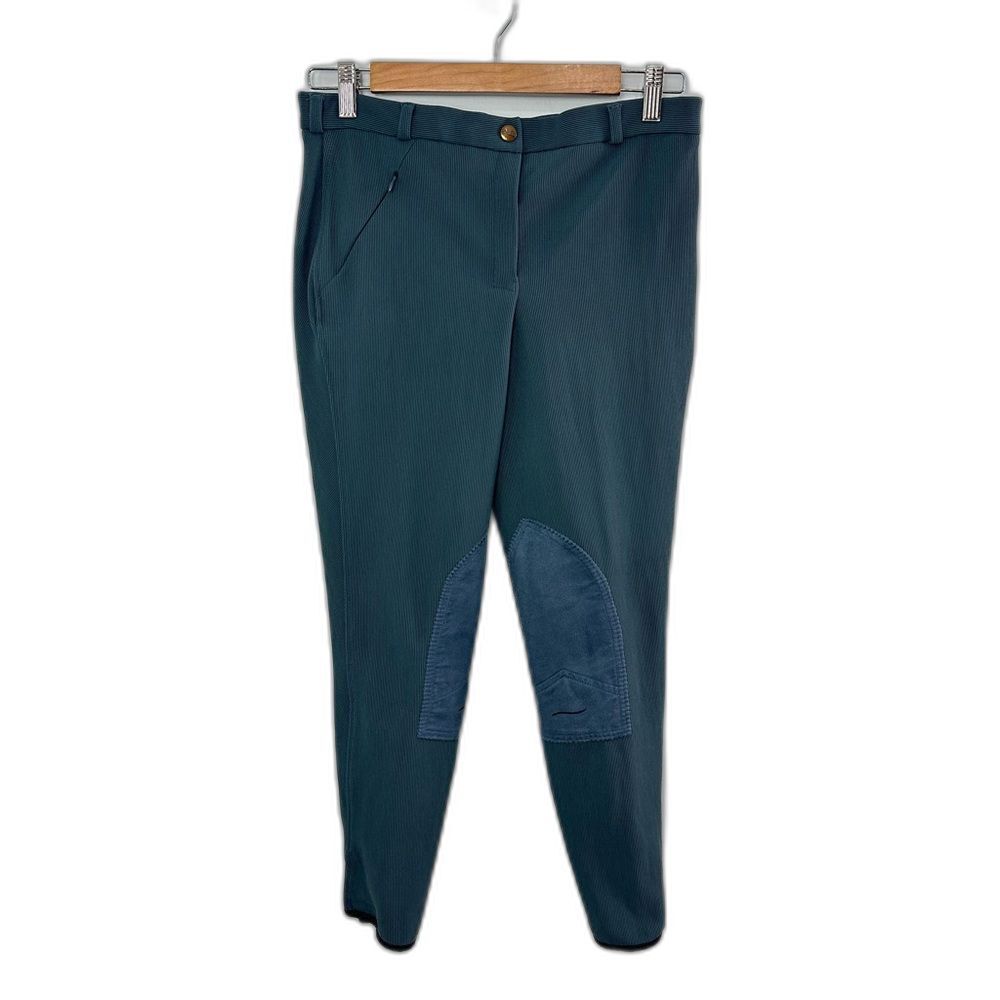 Tuff Rider Smoke Blue Ribb Low Rise Riding Breeches Knee Patch Size 28 Ladies